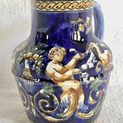 Old cream jug Gien Renaissance blue background 1938/1960