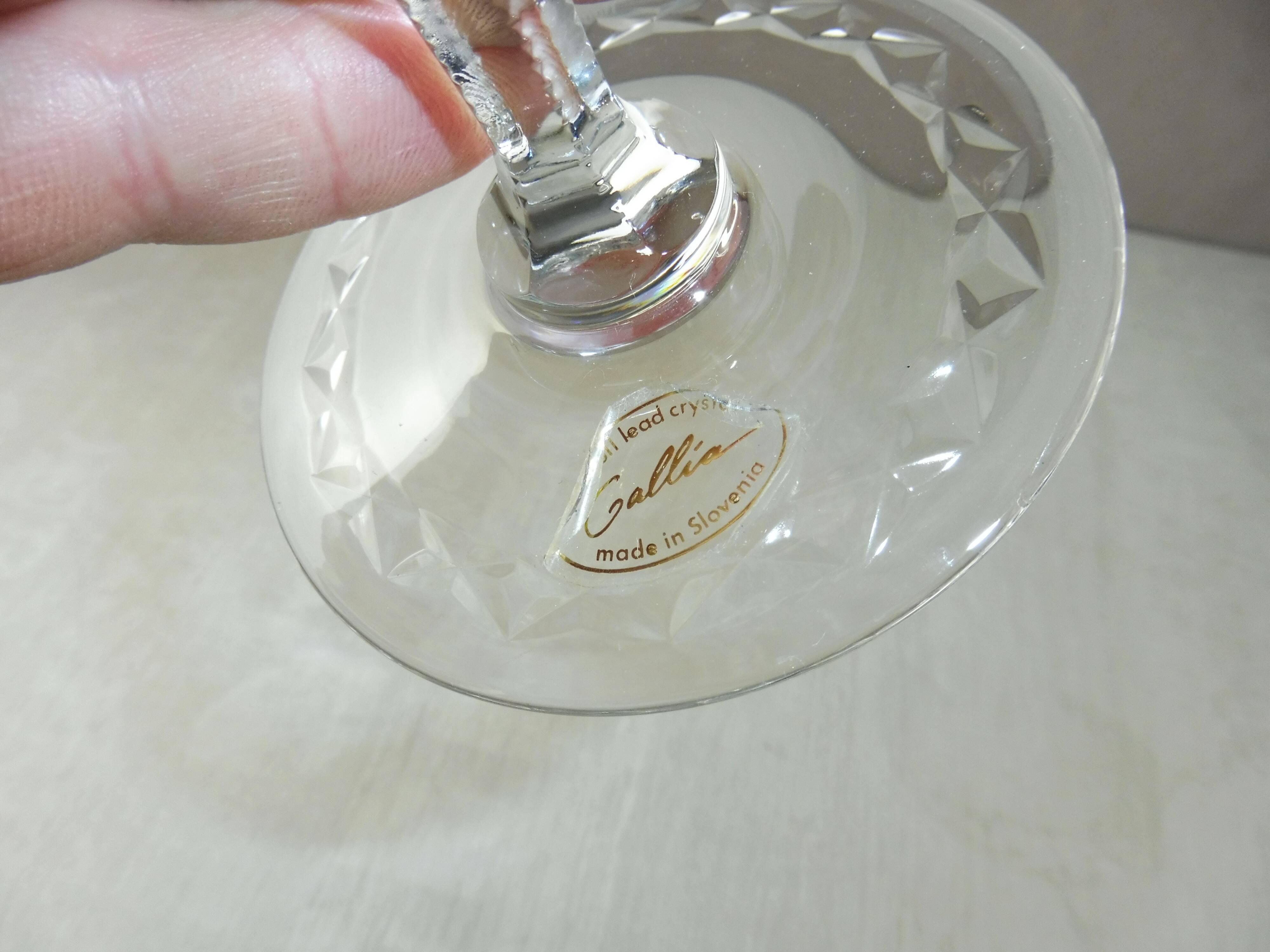 Former cut, engraved crystal wine glass, Rogaska Gallia, Slovenia