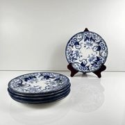 Set of 6 dessert plates in ironstone "Flora" – Creil et Montereau, 19th century, blue