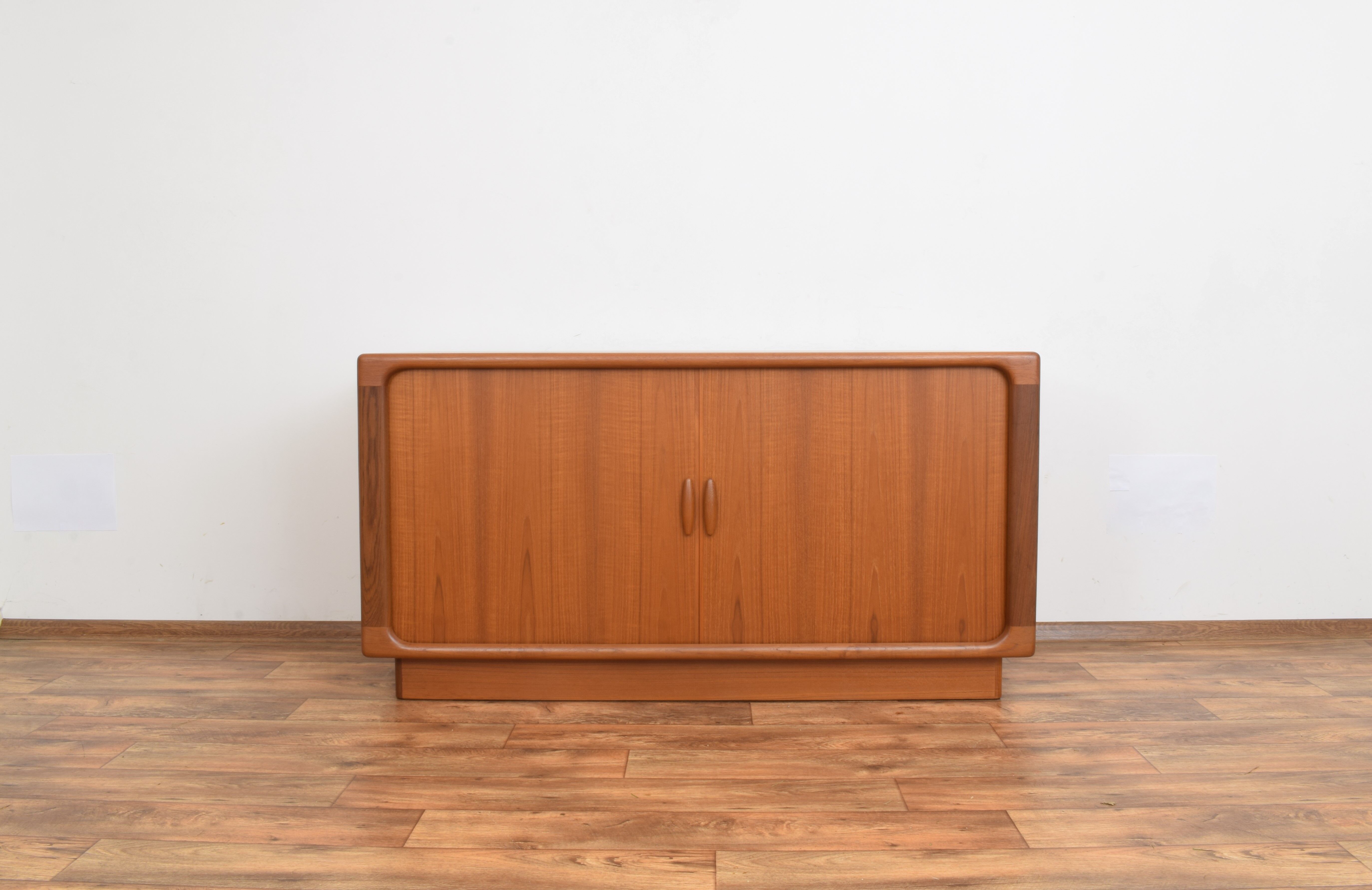 Mid-century danish teak sideboard with tambour doors from dyrlund, 1960s.