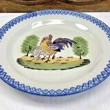 Ancien plat coq poule Saint Clément Luneville modèle Charolles