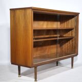 Showcase Cabinet 1960s Sideboard Sliding Door Walnut