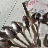 12 small silver metal spoons Christofle mesh model