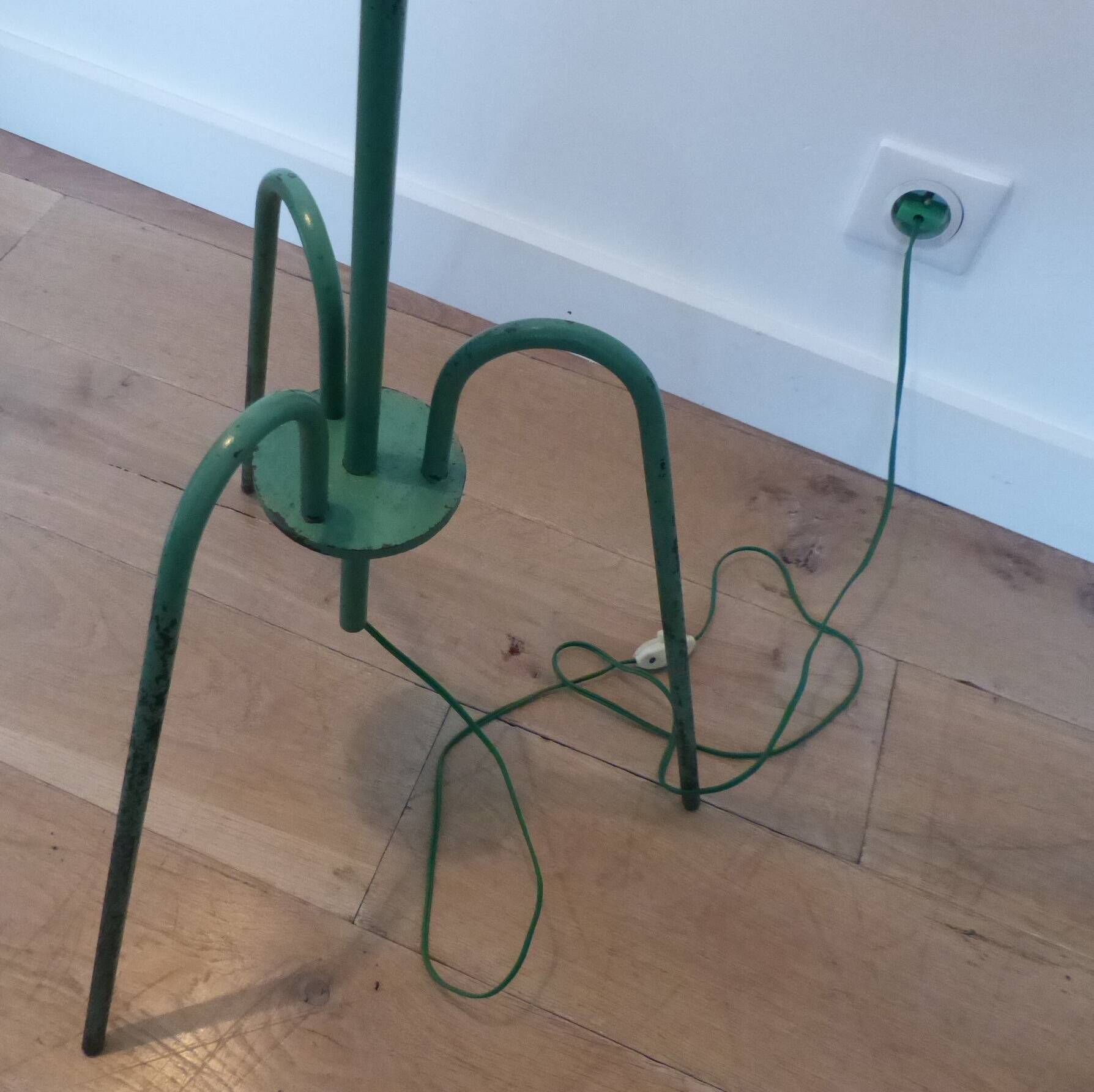 Lampadaire tripode DIABOLO de la Maison LUNEL des années 50 double éclairage