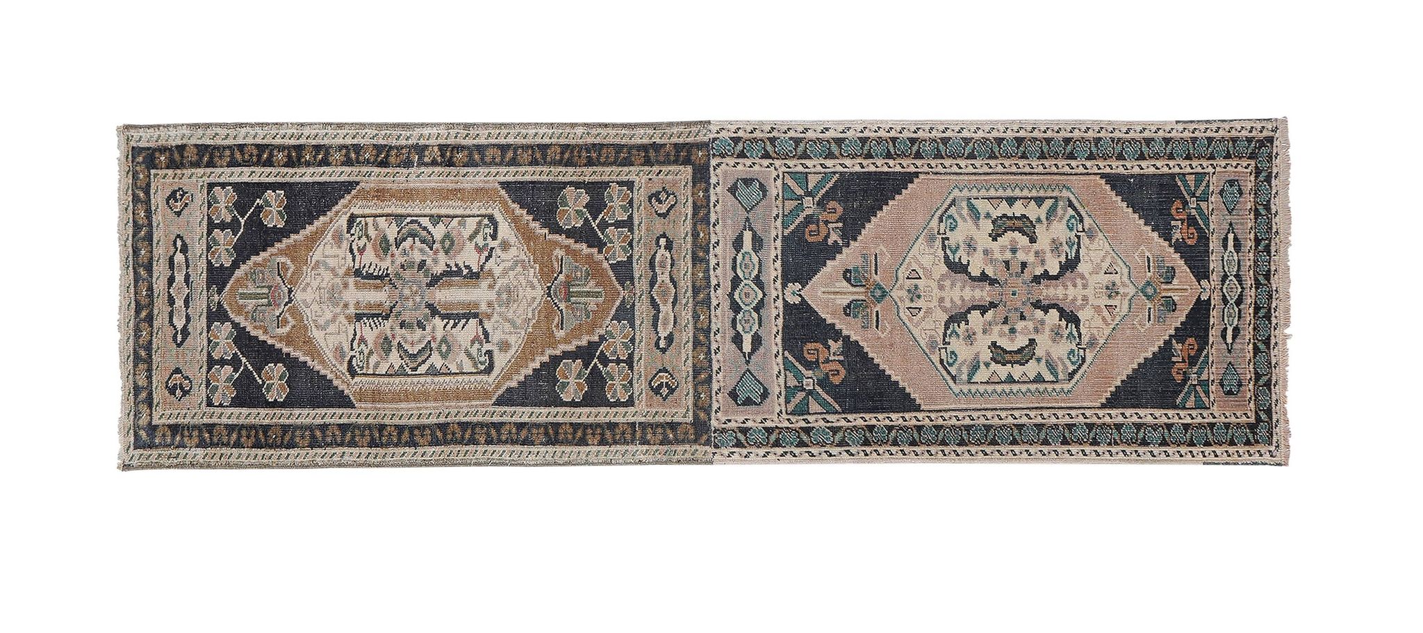 Tapis vintage turc de oushak tissé à la main 59x200 cm