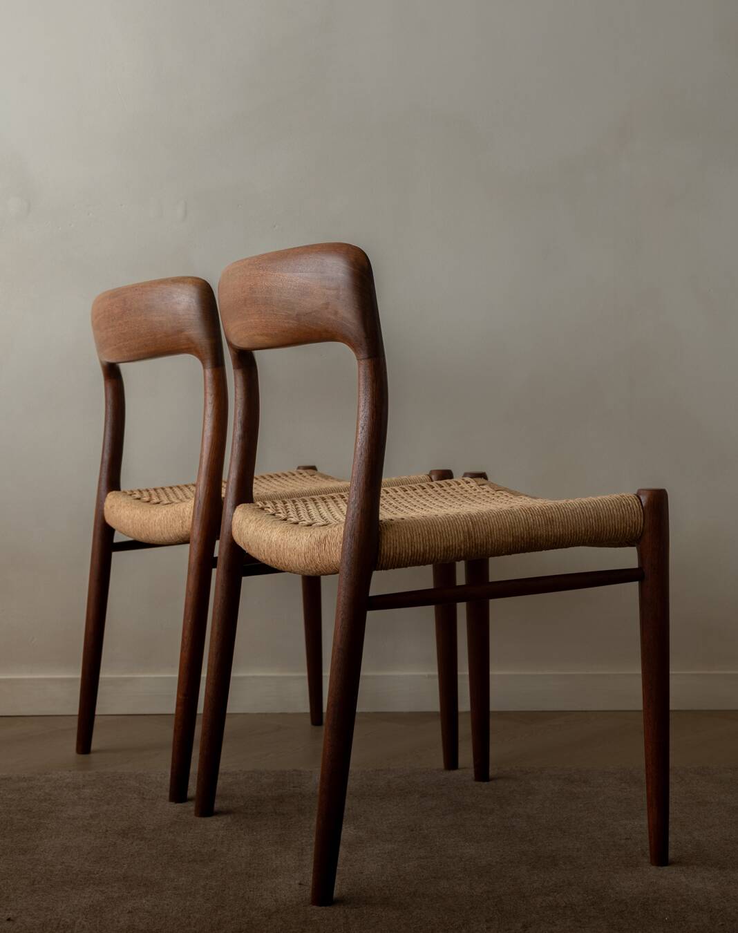 Vintage Danish Teak Dining Chairs Model 75 Niels O. Møller 1950s Set of 4