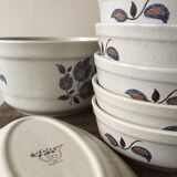 Salad bowl and 5 assorted hollow plates St-Amand Sologne