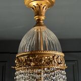 19th Century Louis XVI Style Gilt Bronze Chandelier With Crystal Tassels - H125cm