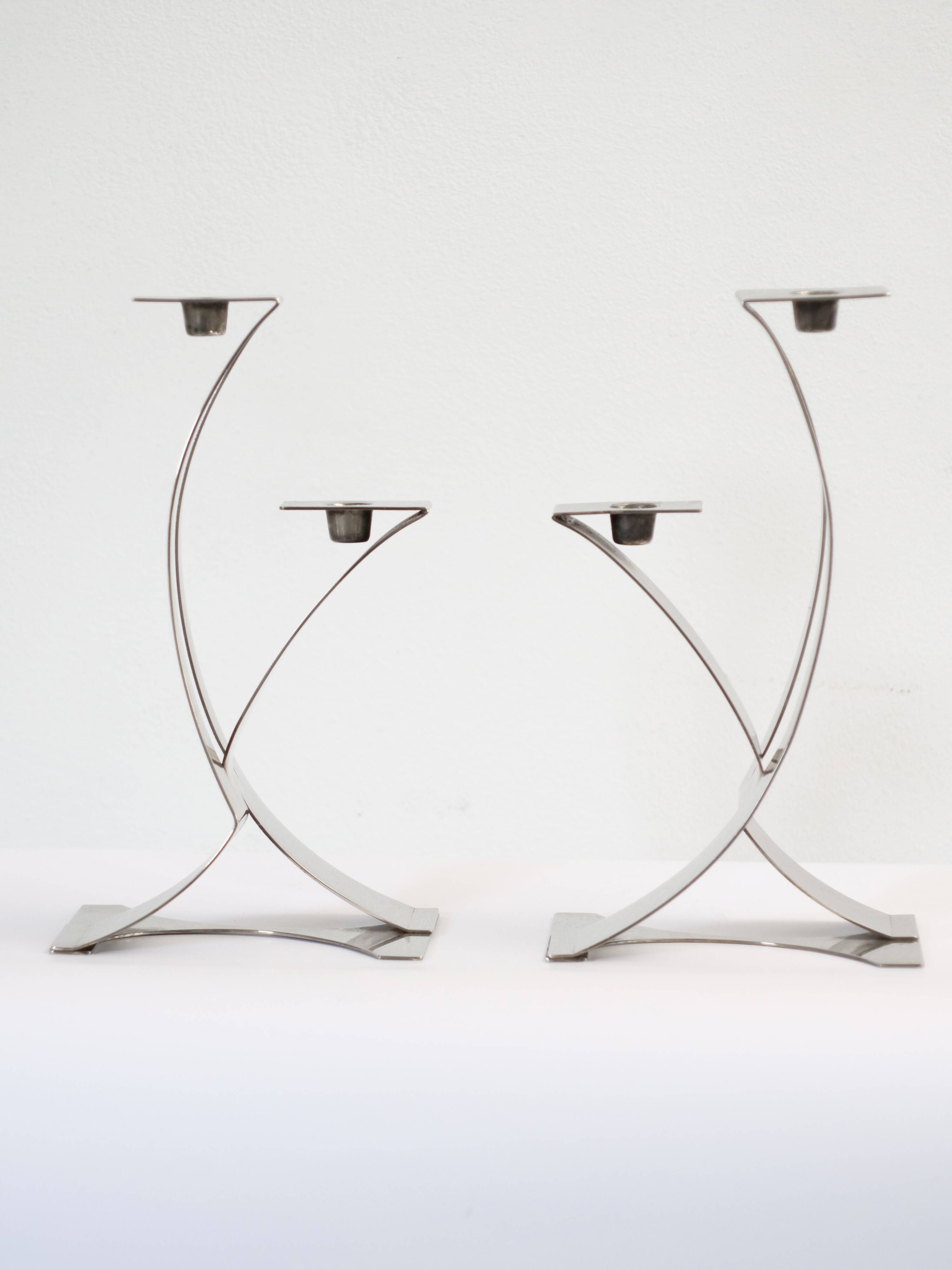 Palm Beach Modern style silver-plated chandeliers 1970