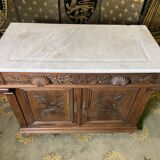 Carved walnut vanity