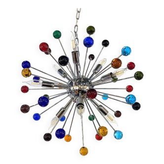 Contemporary Multicolor “Star” Glass Sputnik Gold Chandelier