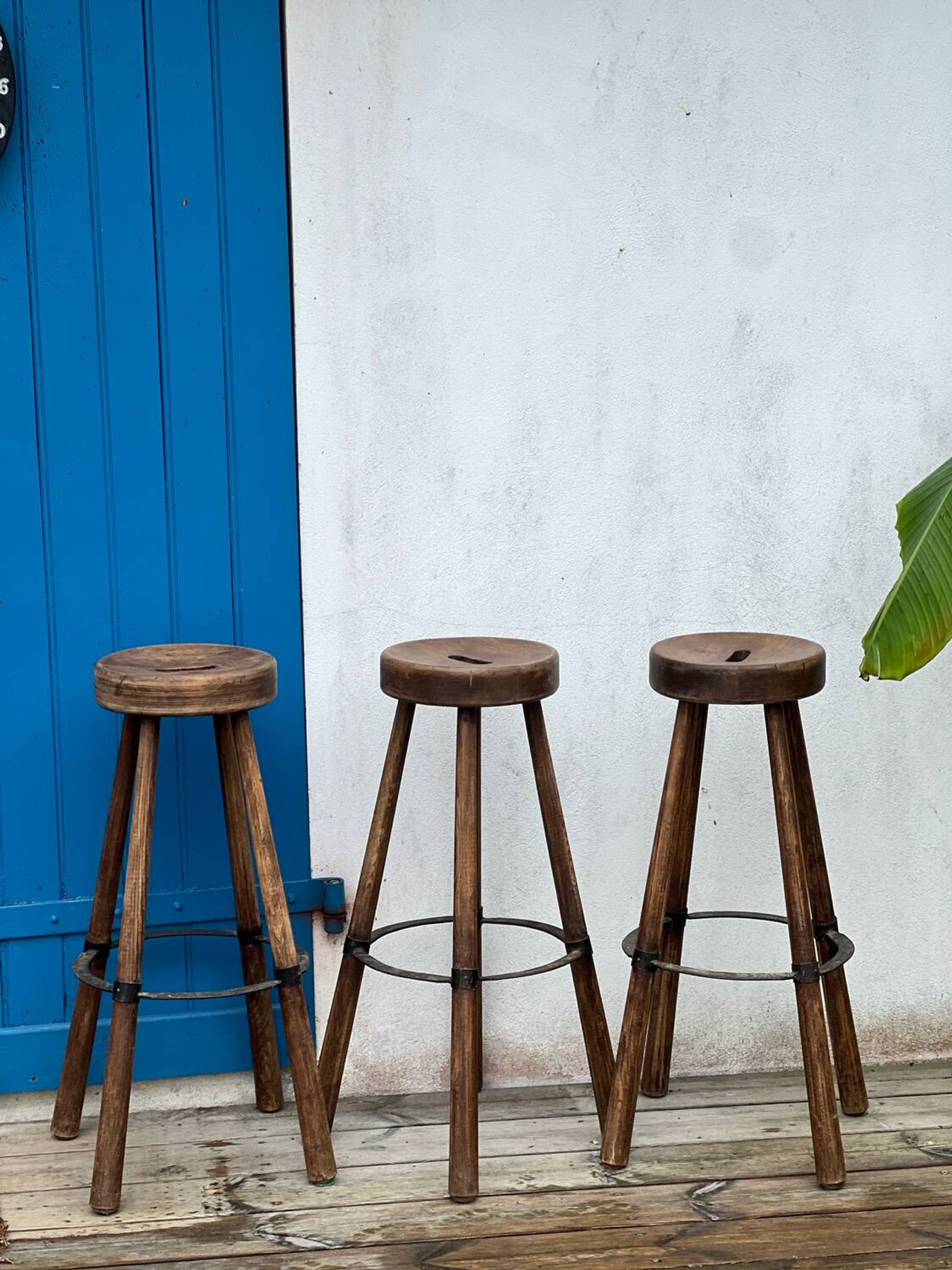 Set of 3 wooden stools