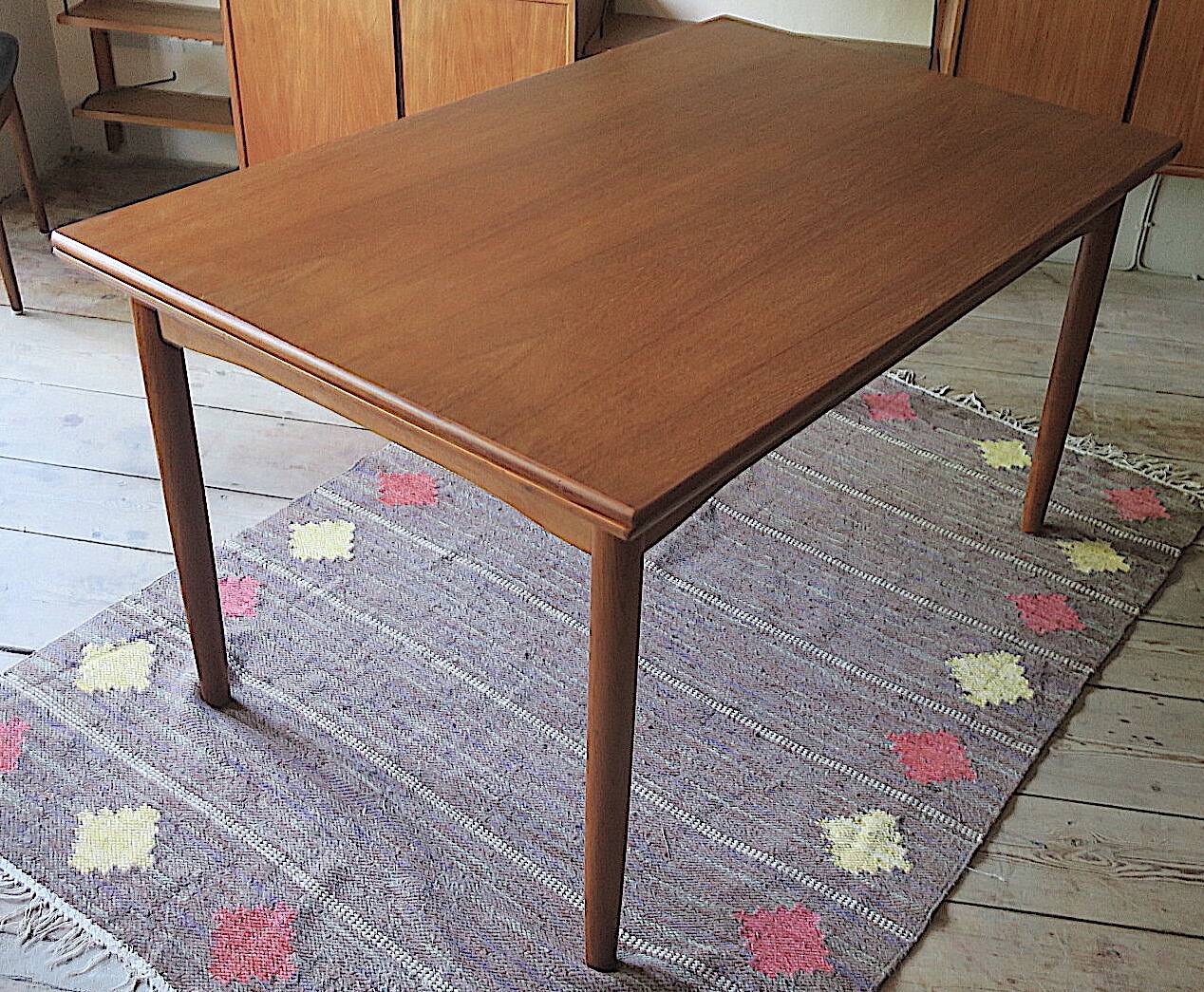 Large mid-century teak extendable dining table 244 x 90 cm, Denmark 1960s