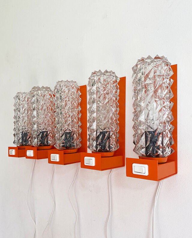 Lamp / wall lamp metal orange diamond globe 70s