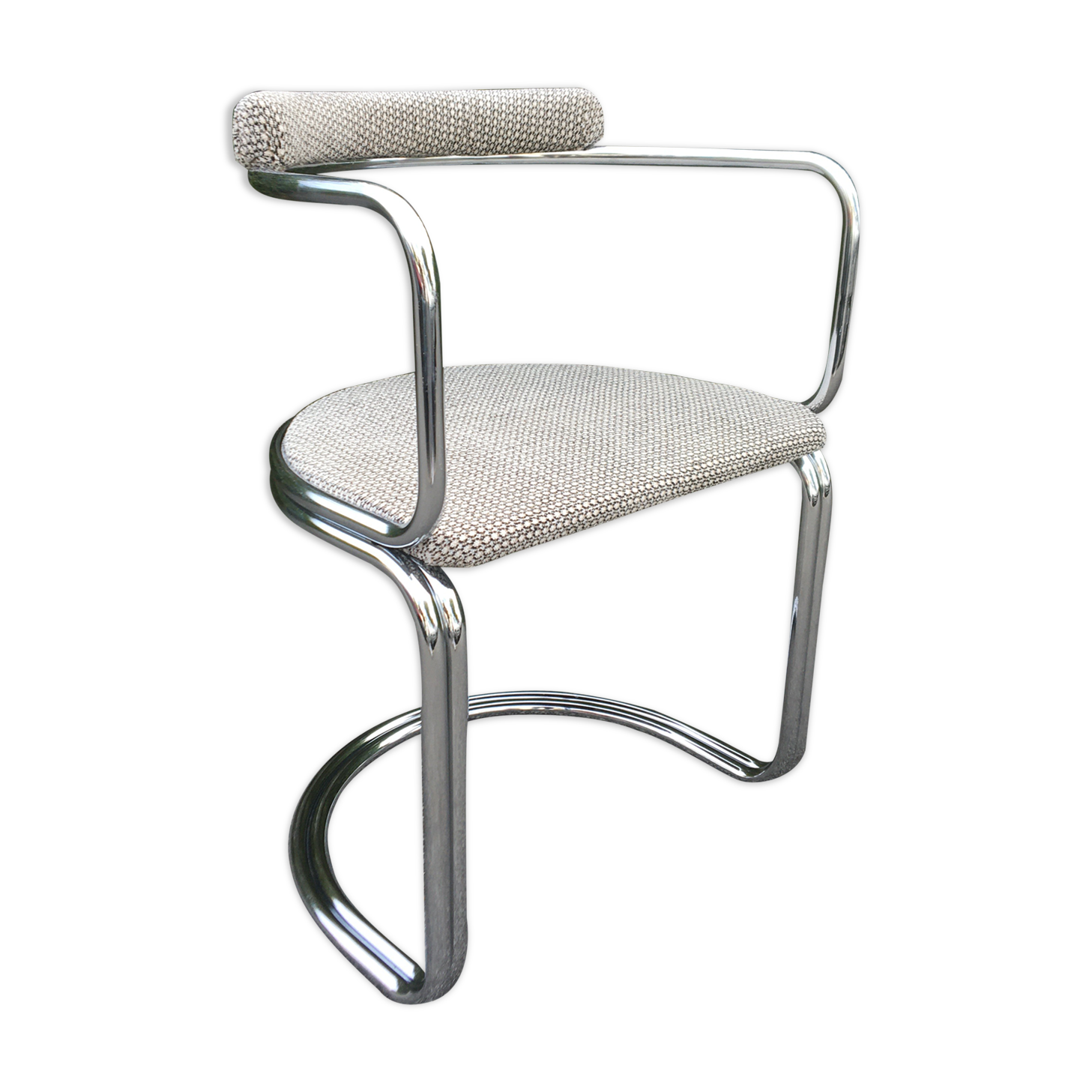 Chrome steel tube chair and fabric, 1970s
