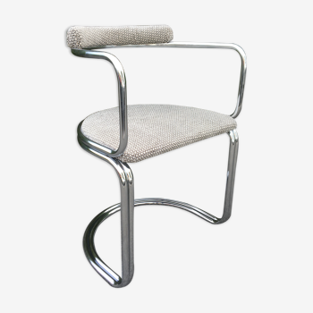 Chrome steel tube chair and fabric, 1970s