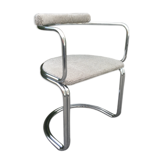 Chrome steel tube chair and fabric, 1970s