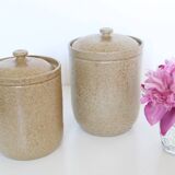 Set of 2 pretty stoneware pots, vintage