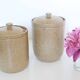 Set of 2 pretty stoneware pots, vintage
