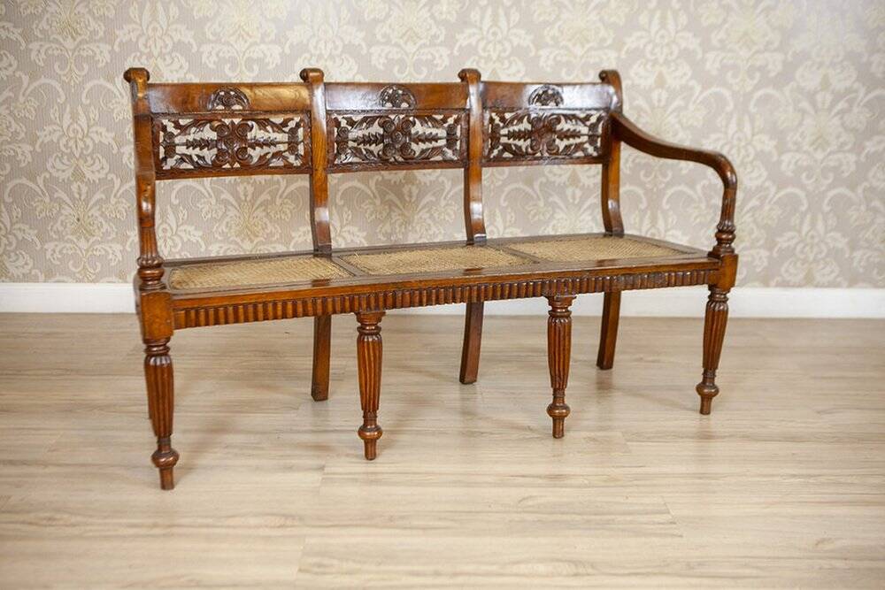 Antique Rosewood Parlor Set with Carved Backrests, Set of 3