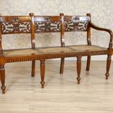 Antique Rosewood Parlor Set with Carved Backrests, Set of 3