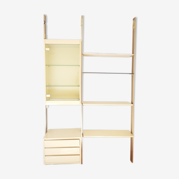 Boxed bookcase and modular shelves 70s lacquered and gilded