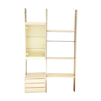 Boxed bookcase and modular shelves 70s lacquered and gilded