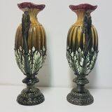 Pair of barbotine vases