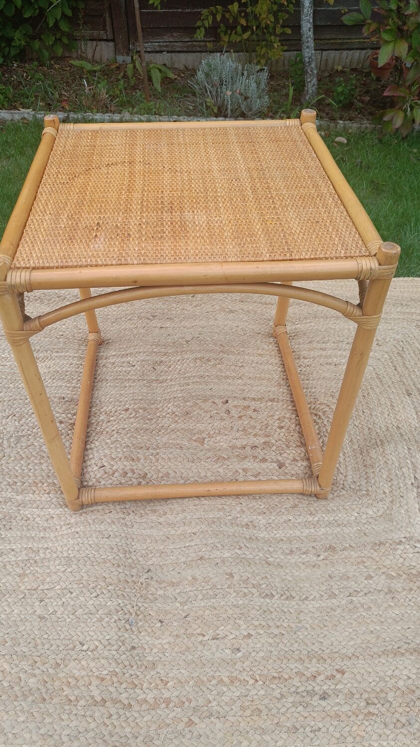 Vintage rattan and wicker coffee table