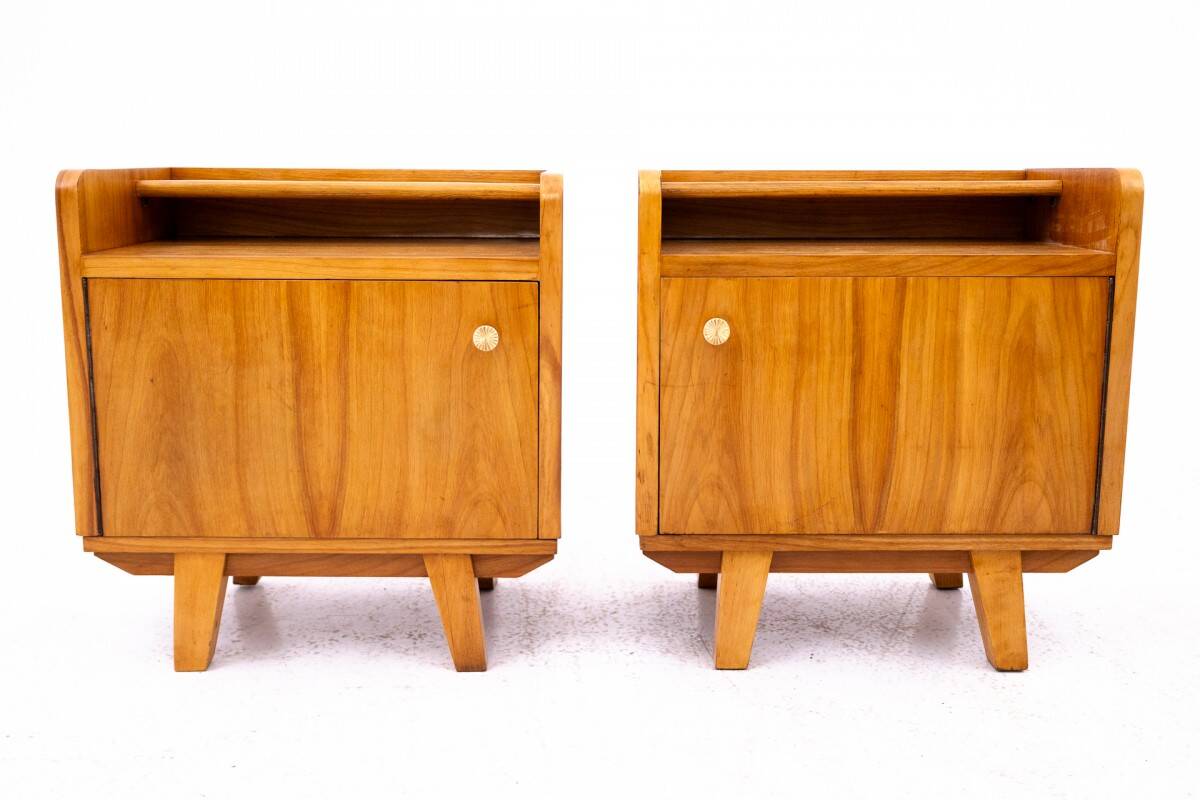Pair of Art Deco bedside tables, Poland, 1950s.
