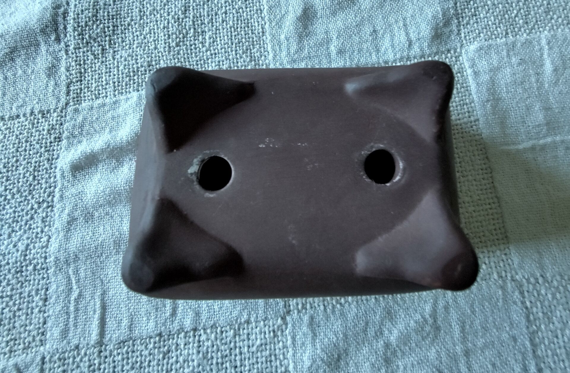 Rectangular cascade bonsai pot unglazed ceramic
