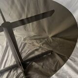 Table a manger ronde design en métal et verre fumé, Roche Bobois 1970