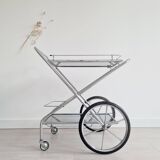 Rolling trolley - chrome and glass shelves