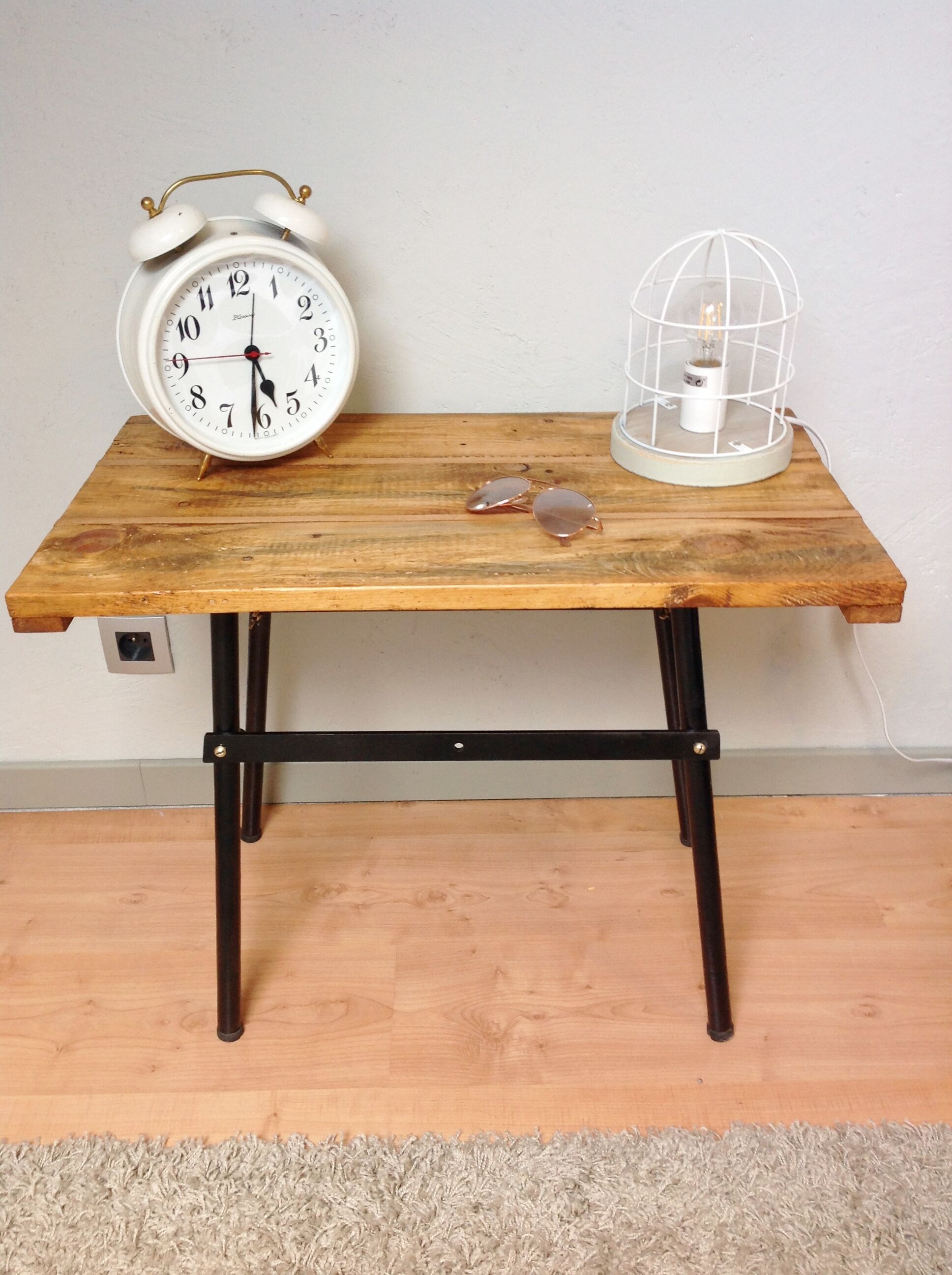 Wooden and metal side table industrial style 6070s