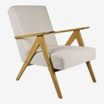 Original Vintage armchair VAR, restored, 1960s, Poland, beige brown fabric