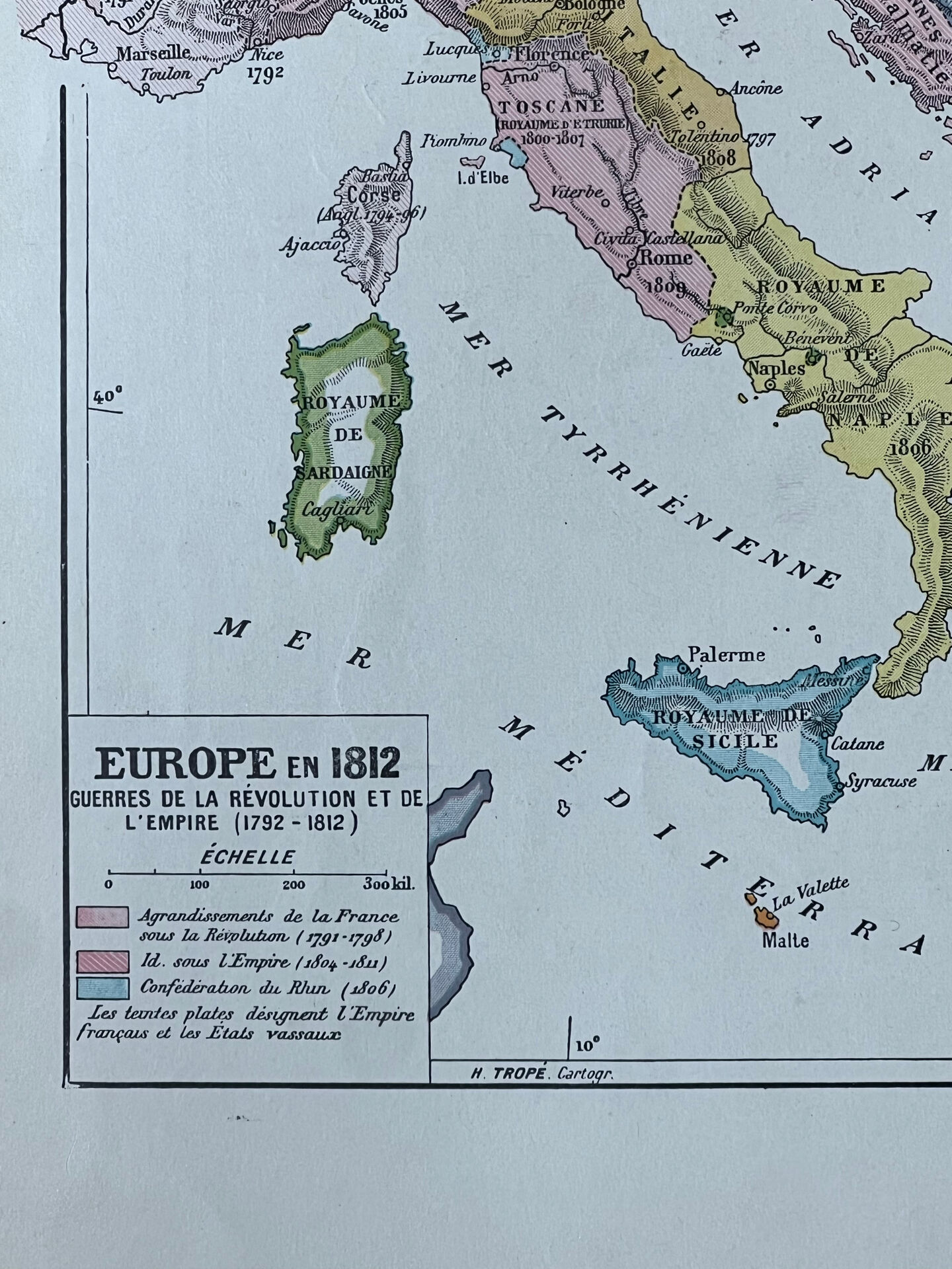 Original map of Europe in 1812 37x27cm (1908)