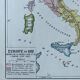 Original map of Europe in 1812 37x27cm (1908)