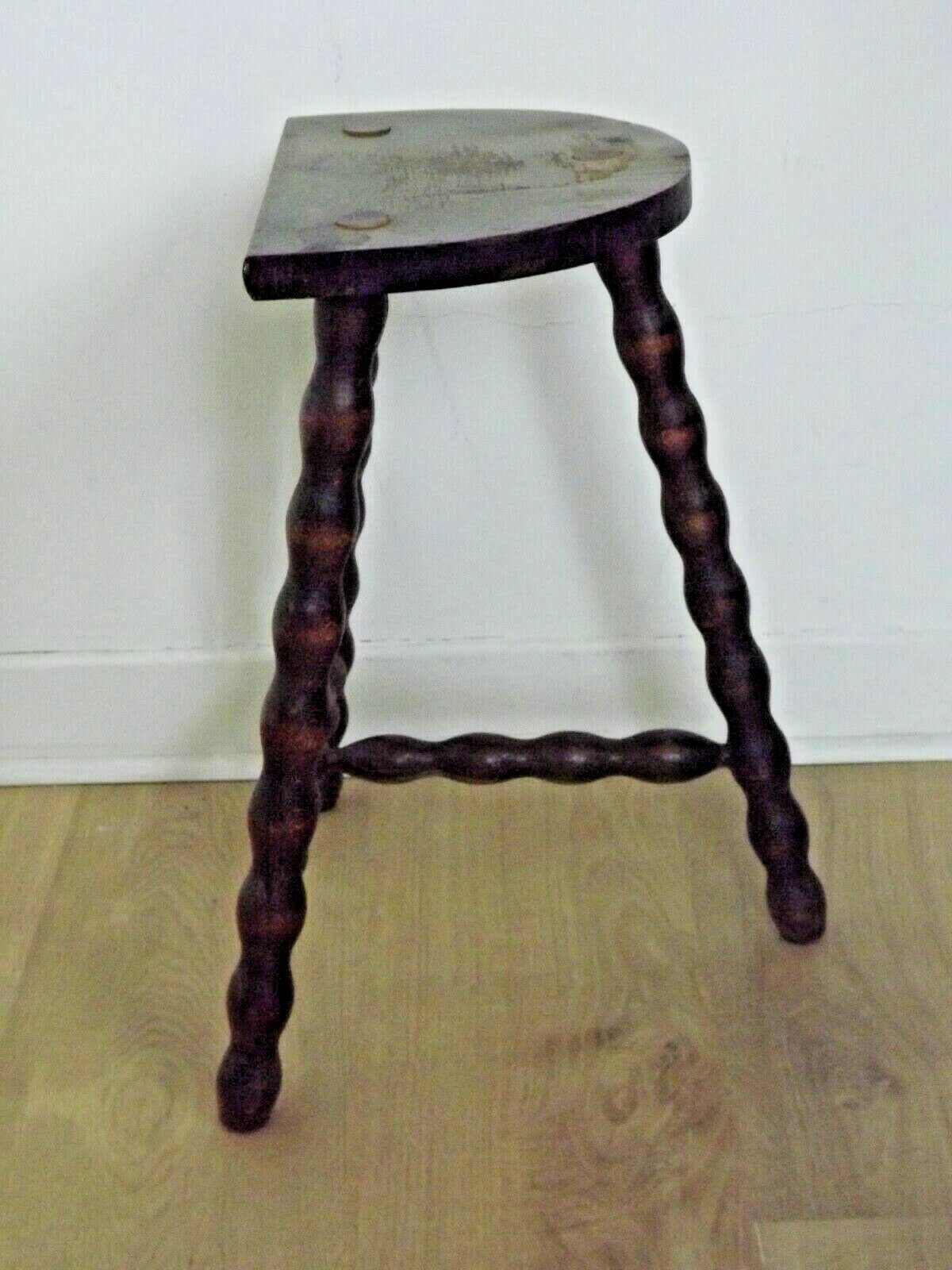 French antique wood hand made stool