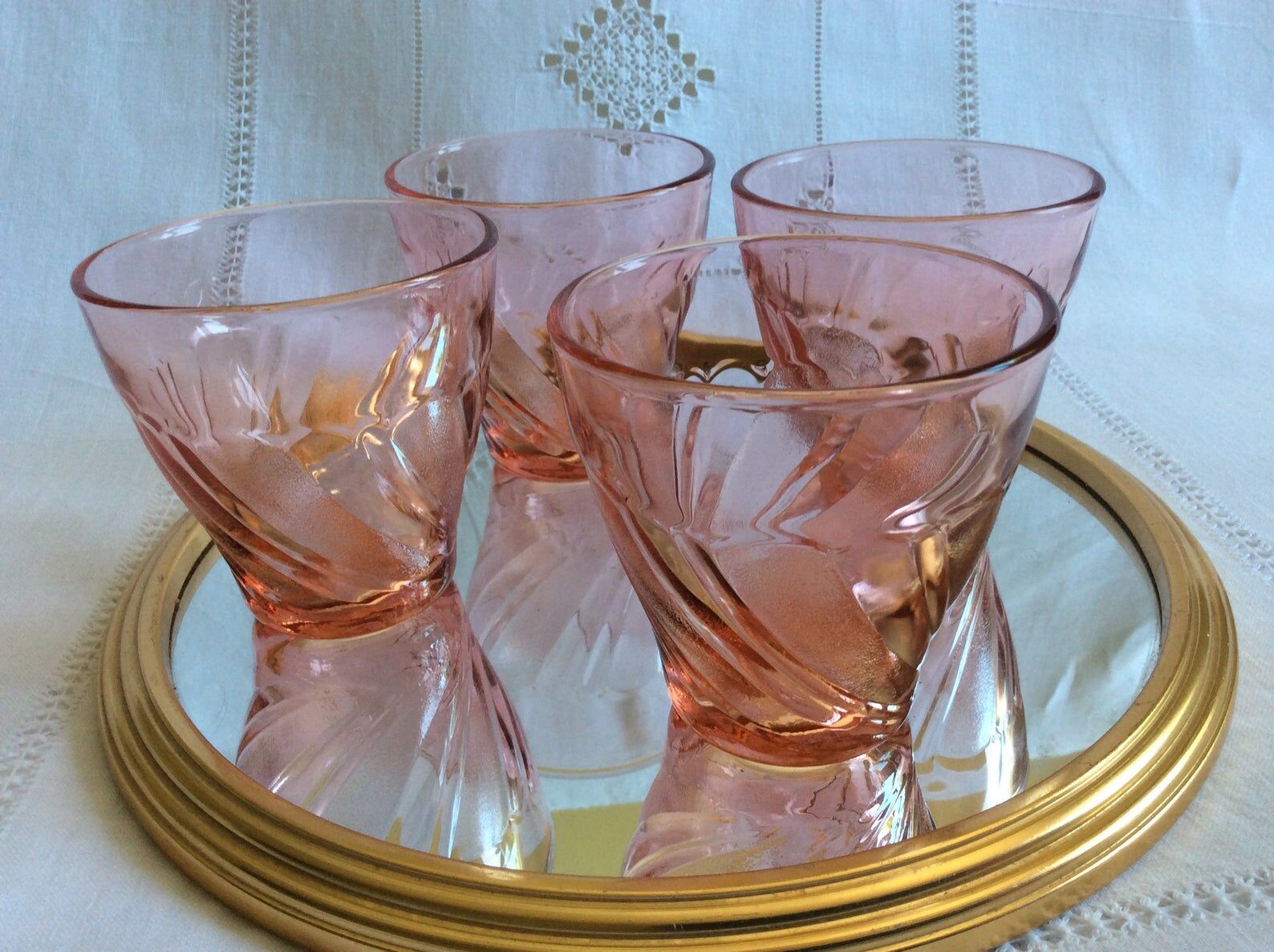 Set de 4 verres rose des années 1960