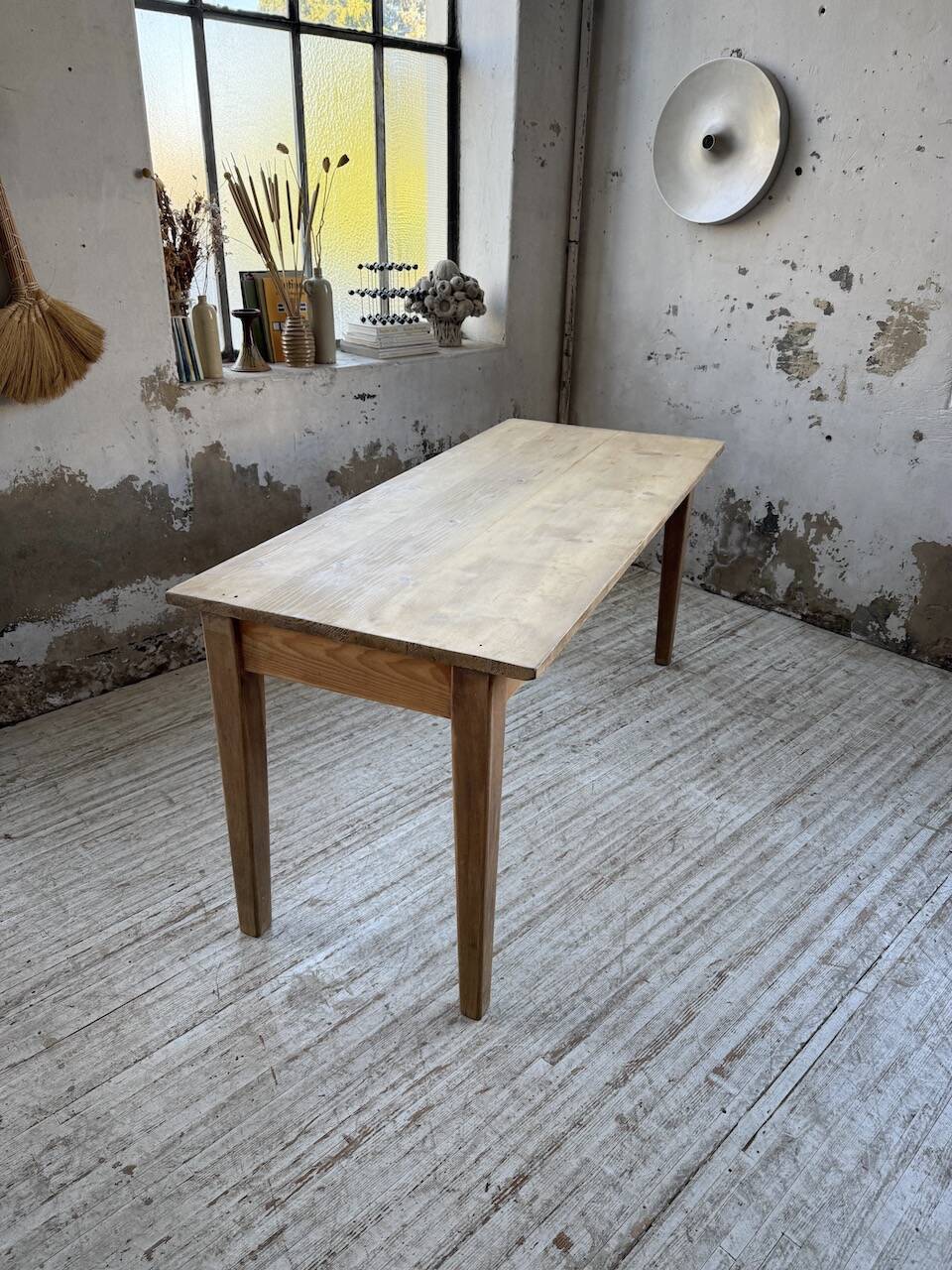 Table de ferme en pin et chêne