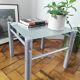 Side table / Vintage end table in frosted glass and metal – An