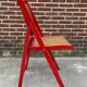 Vintage  Mid-Century Woven Cane Folding Chair  1960s in red cesca style