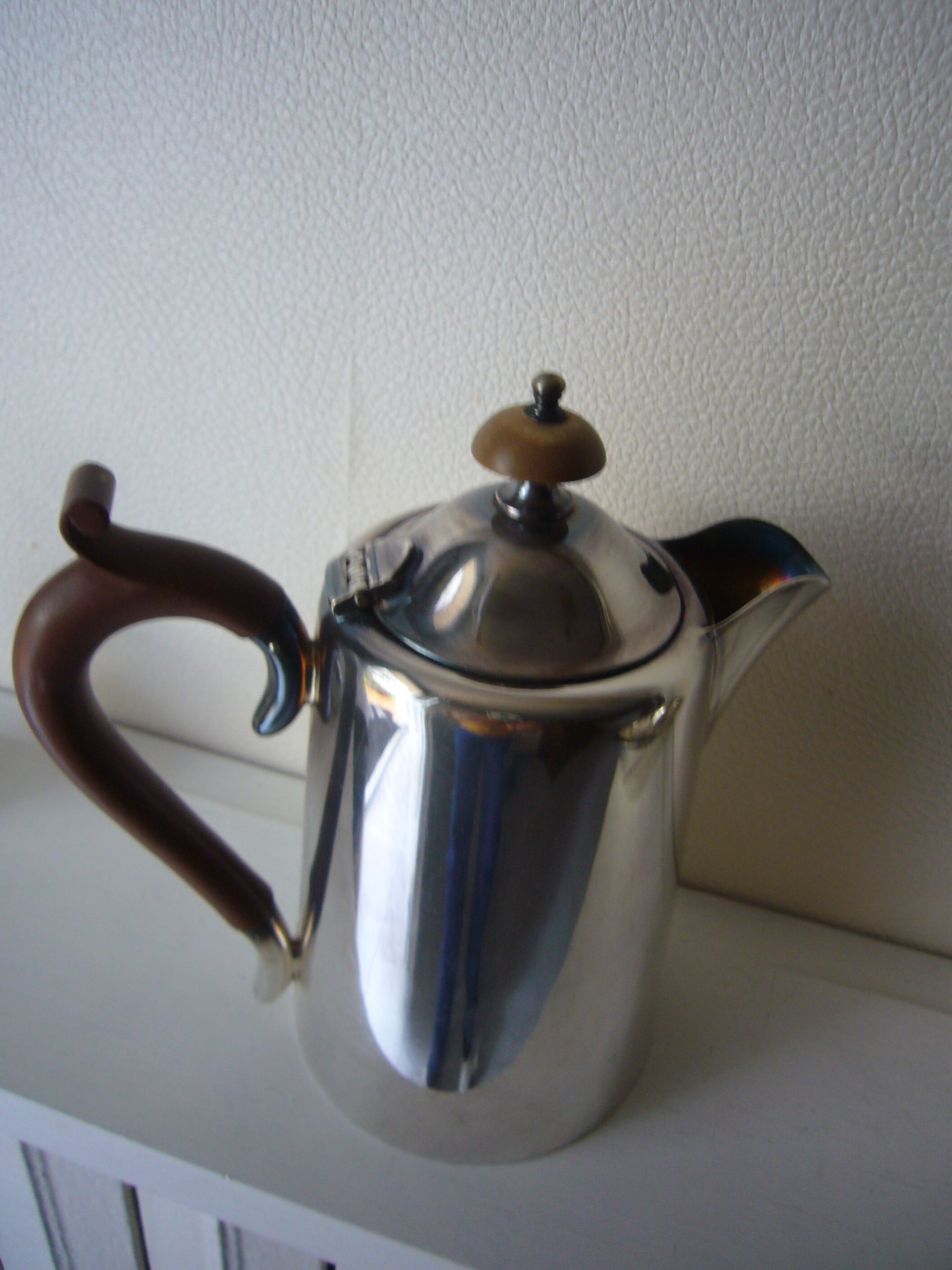 Silver metal teapot or coffee maker