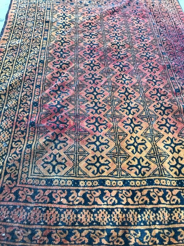 Carpet vintage made afghan turkmen hand 105 x 152 cm