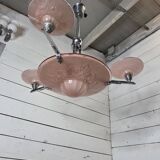 Art Deco chandelier in chromed metal from the 1930s