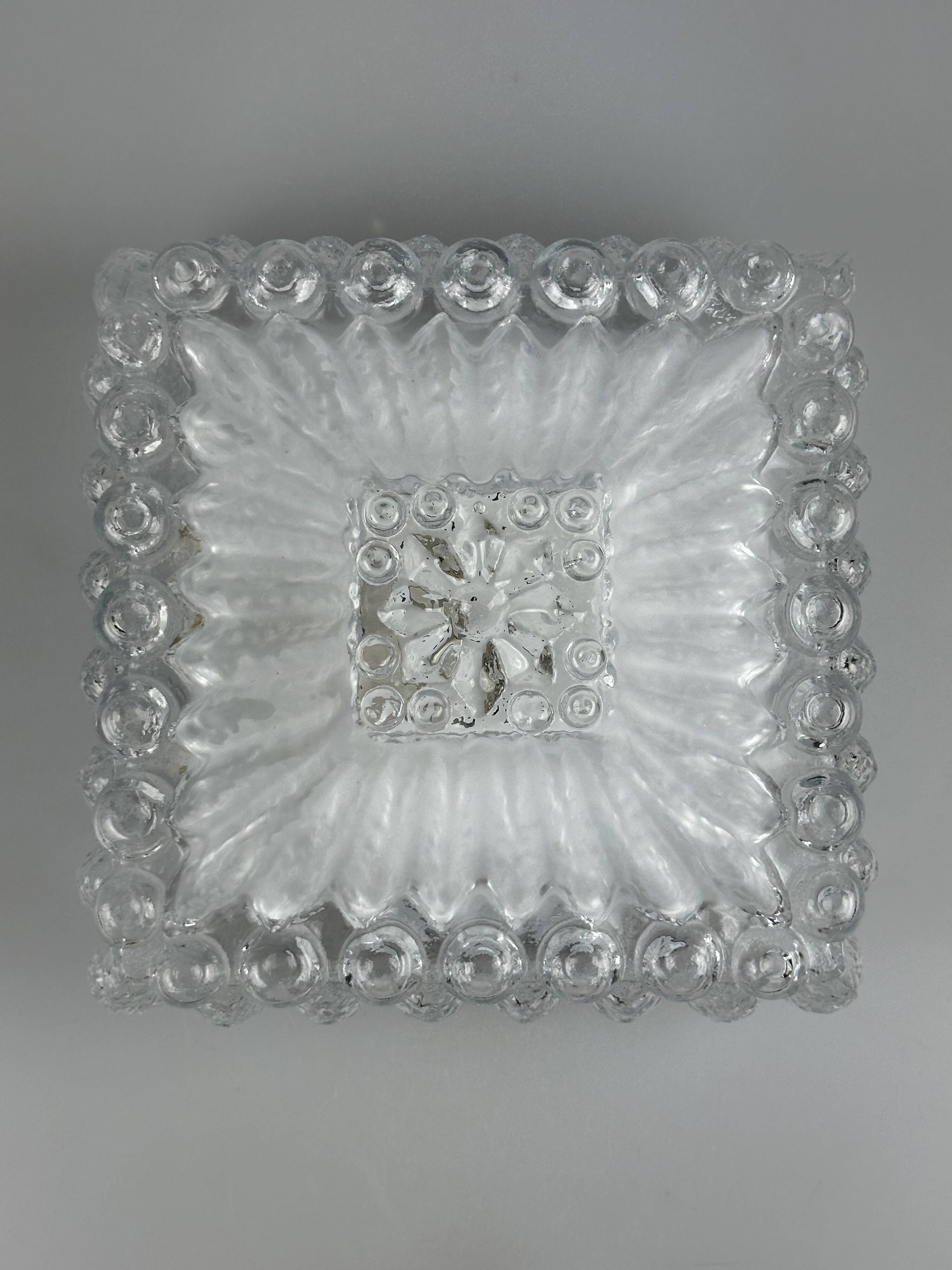 1960s/70s Ceiling Lamp, Flush Mount Glass, German Design