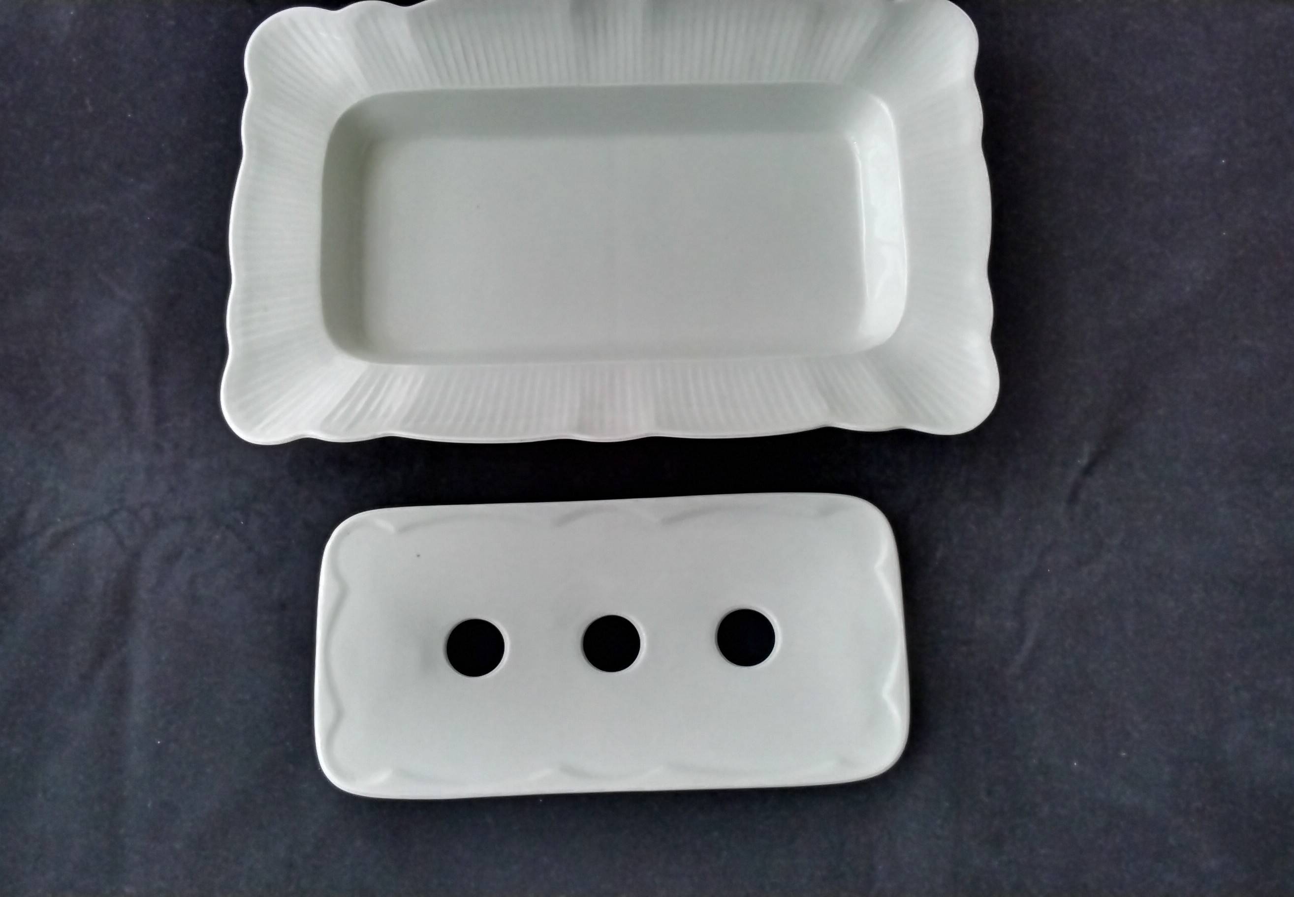 White porcelain asparagus dish by Pillivuyt