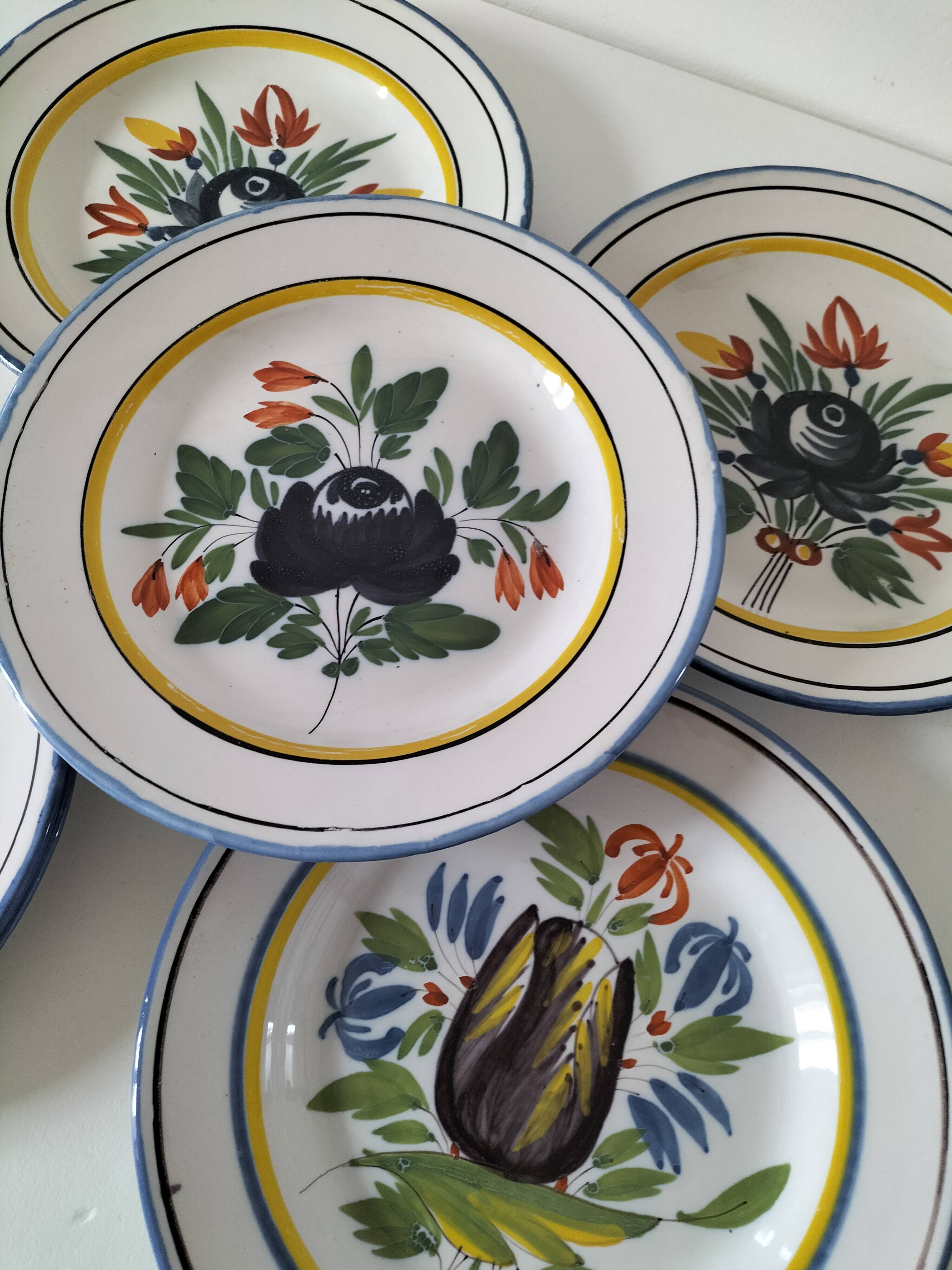 6 earthenware plates from the East - vintage 1960s
