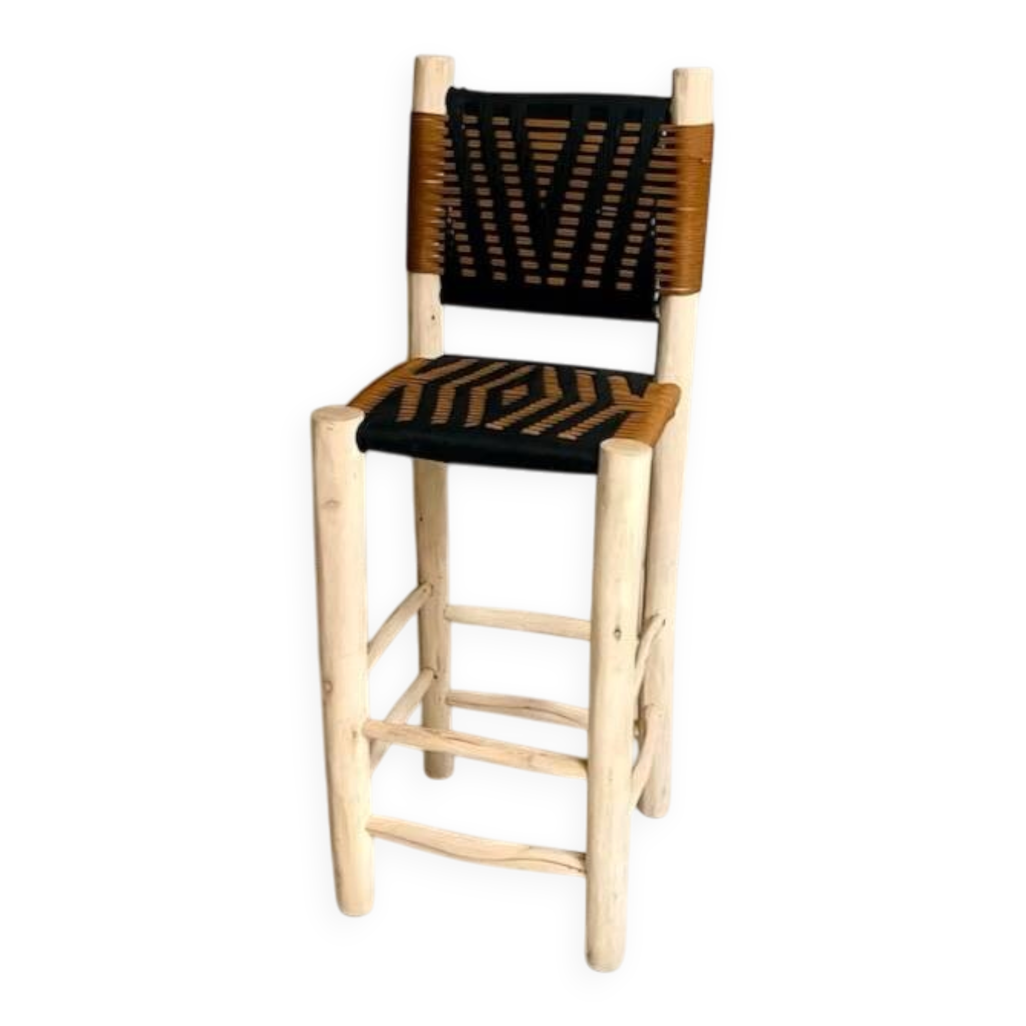 Moroccan bar stool in braided rope