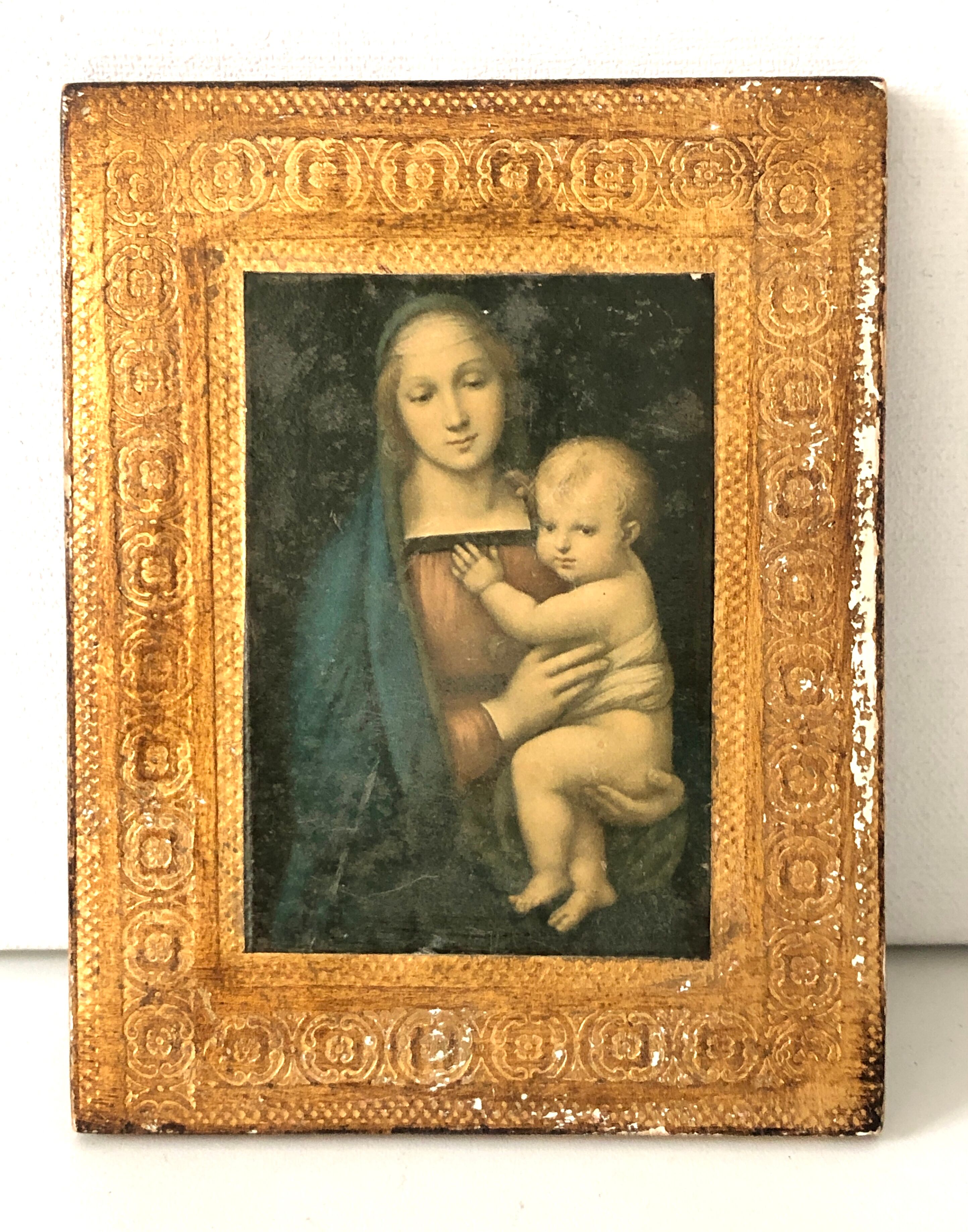 Italian icon in gilded wood
